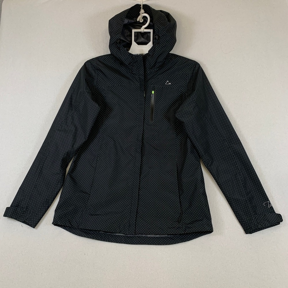 Paradox Women's Size‎ S Black Hooded Rain Jacket Polka Dot Lightweight Outdoor